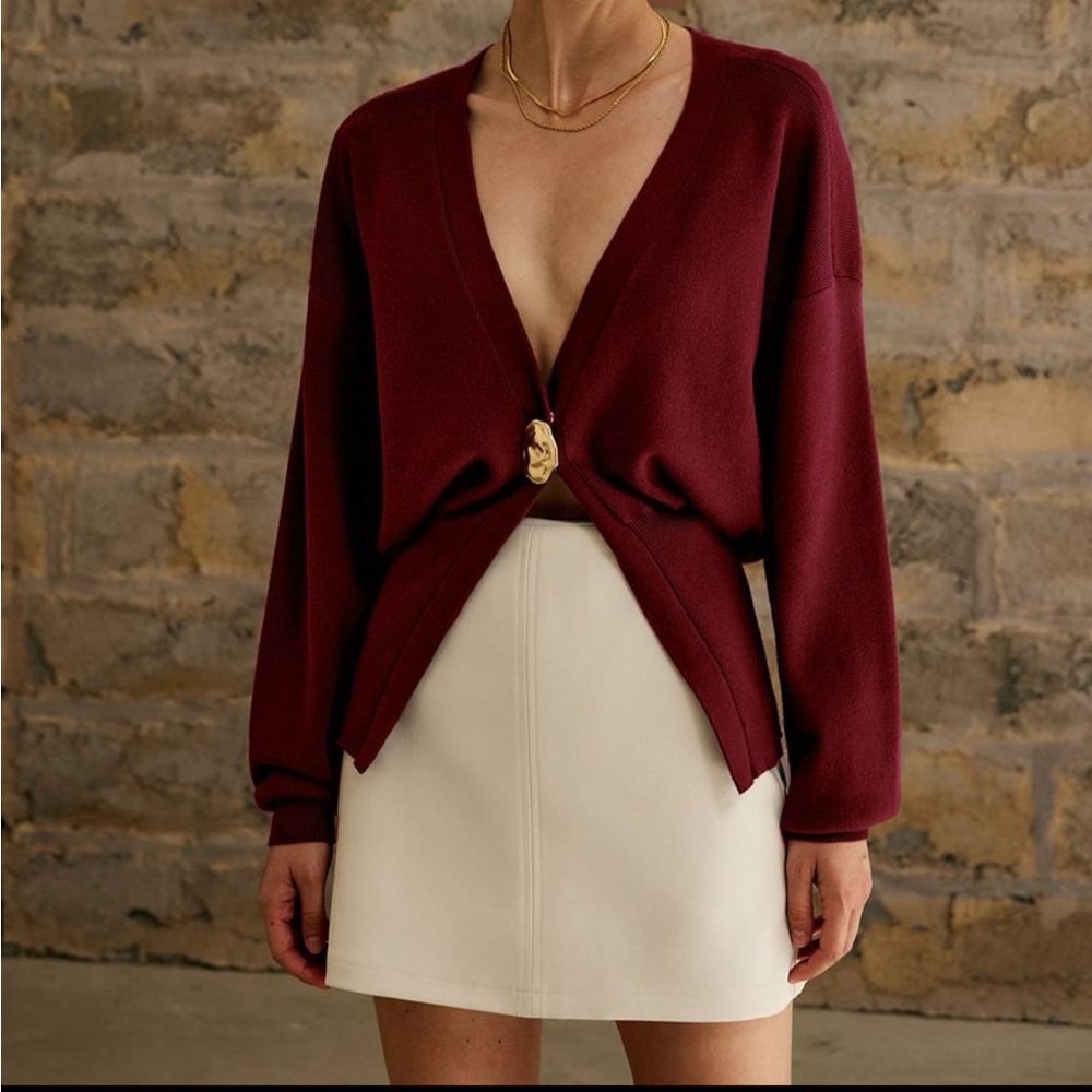 Golden Button Plain Cardigan